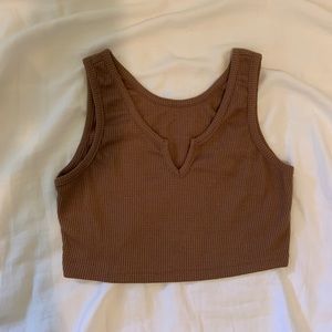 Brown textured crop top